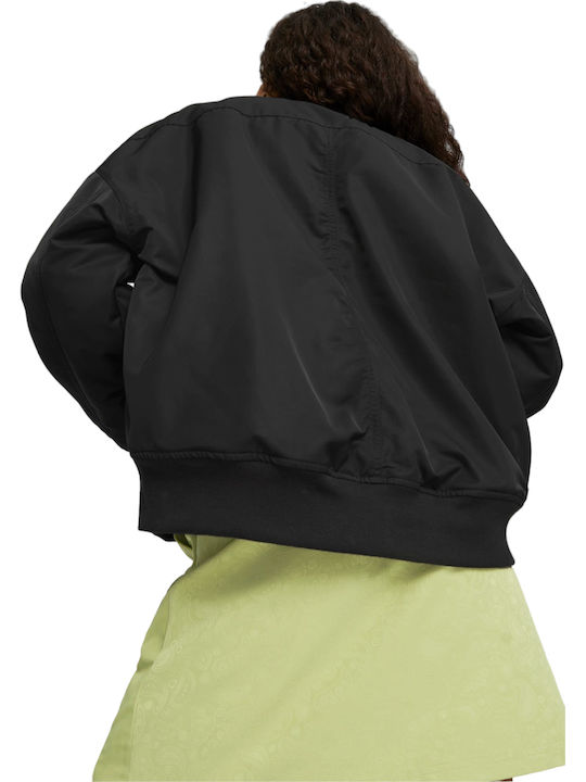 T7 Κοντό Γυναικείο Bomber Jacket Μαύρο