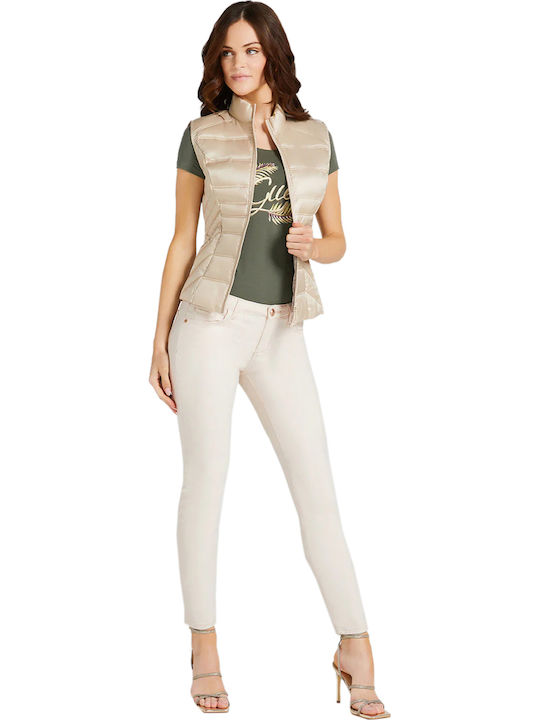 Women's Short Puffer Jacket for Spring or Autumn White