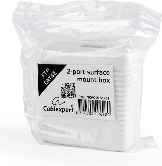 Gembird Doppelter Netzsteckdose RJ45 mit Rahmen Typ Cat5 in Weiß Farbe NCAC-2F5E-01