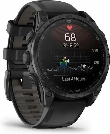 Garmin Tactix 8 Solar Titanium 51mm Αδιάβροχο Smartwatch με Παλμογράφο (Μαύρο)