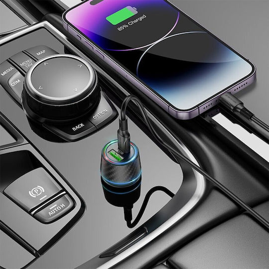 Borofone Borofone Handy-Autoladegerät 48W 3A mit Anschlüssen: 1xUSB 1xType-C Schwarz Farbe