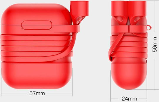 Baseus Case Silicone in Red color for Apple AirPods 1 / AirPods 2