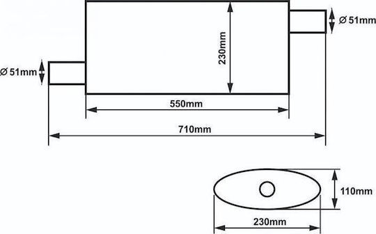 Slide Capătul de evacuare 51mm 550mm