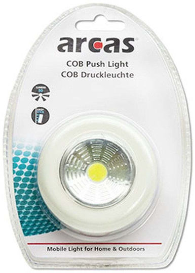 Arcas LED Φωτιστικό Σποτάκι για Ντουλάπες με Τροφοδοσία Μπαταρίας και Αυτοκόλλητο Τοποθέτησης Αrcas