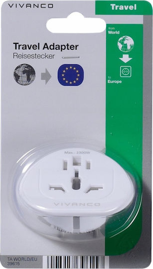 Vivanco Travel Adapter World to Europe Αντάπτορας Πρίζας από Universal σε Ελλάδας