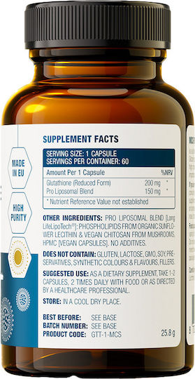 MCS Formulas Glutathione Reduced 500mg 60 Capsules