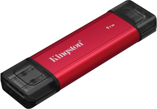 Kingston 1TB USB 3.2 SSD Stick with connection USB-C & USB-A Red