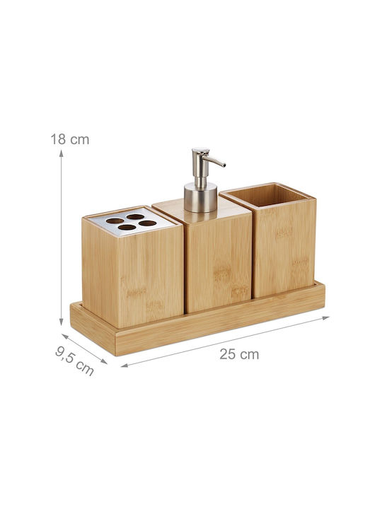 Persera Badezimmerzubehör-Set Bambus Beige 3 Stück