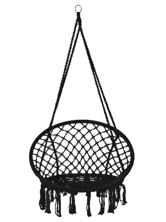 Brazilian Leagăn fotoliu cu bază și pernă material textil Negru Rezistență până la 150kg L79xL80xH120cm