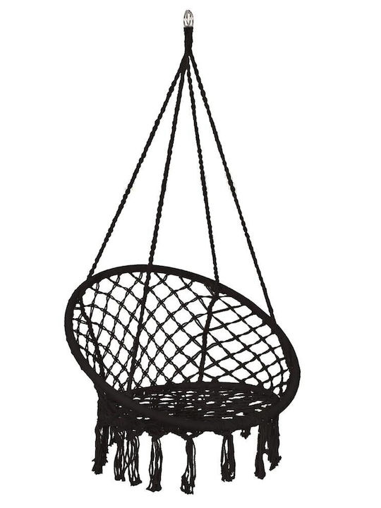 Brazilian Leagăn fotoliu cu bază și pernă material textil Negru Rezistență până la 150kg L79xL80xH120cm