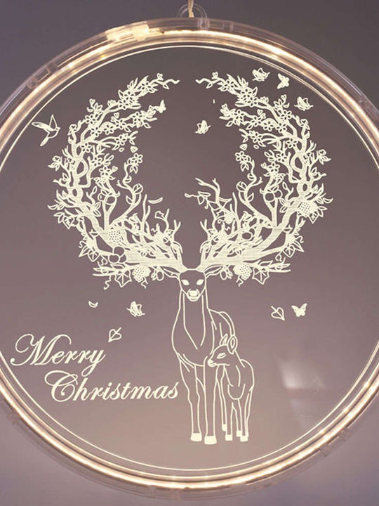 Aca Iluminată De Crăciun Plastică Figurină Semnează Albă Lungime 21cm. 3d Acrylic Reindeer