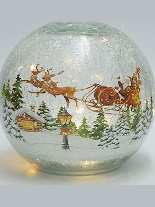 Eurolamp Tabletop Illuminated Glass Crackle Ball Christmas Figure Battery Timer 14cm Eurolamp