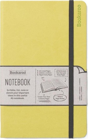 IF Bookaroo Σημειωματάριο A5 96 Φύλλων Ριγέ με Λάστιχο και Στυλοθήκη Κίτρινο