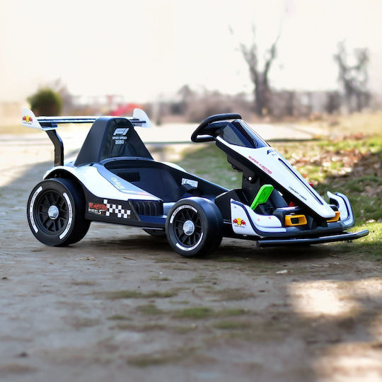 F1 Go Kart Cu Un Loc Cu Telecomandă 24 Volt Alb Pentru 3+ Ani