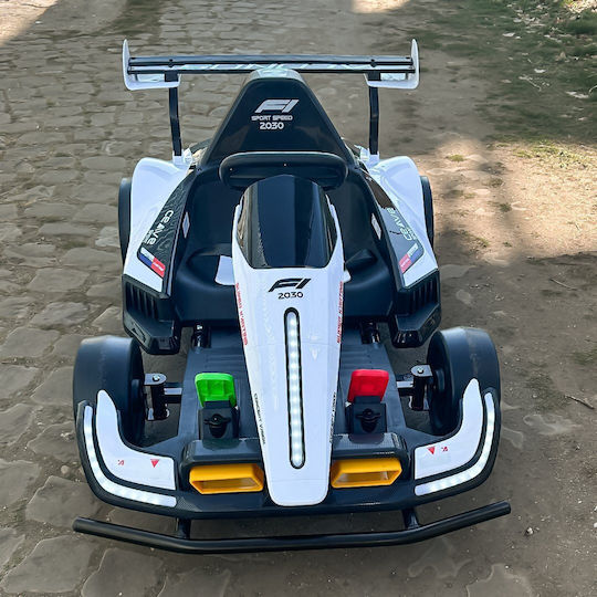 F1 Go Kart Cu Un Loc Cu Telecomandă 24 Volt Alb Pentru 3+ Ani