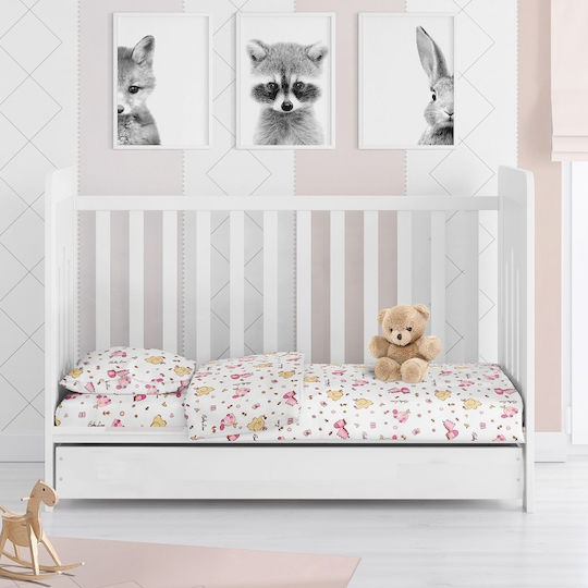 Dimcol Бебешка Долна Калъфка White-pink 120x160см.