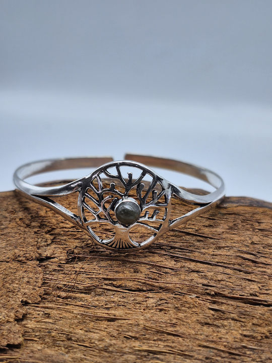Silver Plated Labradorite Bracelet Tree Of Life Design Open Handmade Jewelry