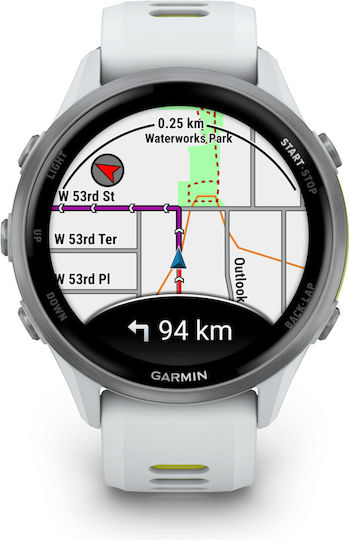 Garmin Forerunner 970 Titanium 47mm Αδιάβροχο Smartwatch με Παλμογράφο (Titanium with Whitestone and Translucent Amp Yellow)