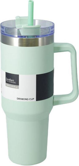 Next Glass Thermos Stainless Steel 1.2lt green stainless steel straw with Straw