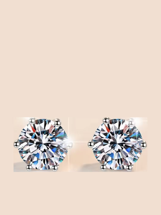 Silver Stud Earrings with Moissanite