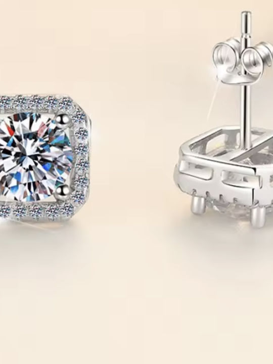 Silver Earrings with Moissanite