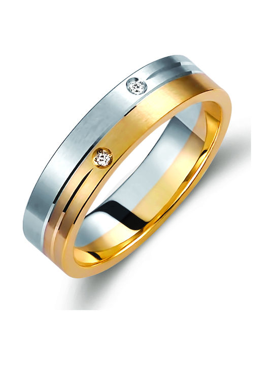 Valauro – Bicolour 9K Wedding Rings Lustrous Details – 5.00mm