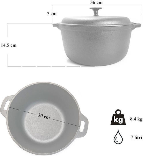 Cast Iron Pot Lid Wooden Spoon 7 L Perfect Home