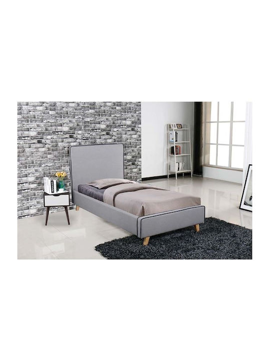Morisson Bed Single Upholstered with Fabric Ecru for Mattress 90x190cm