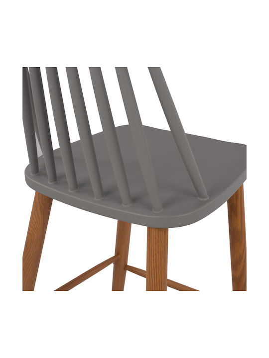 Hocker Bar mit Rückenlehne aus Polypropylen Vanessa Gray 2Stück 43x49x107cm