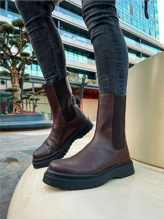 Leder Braun Chelsea Stiefeletten