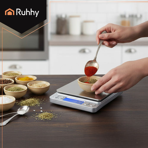Ruhhy Digitale Küchenwaage mit Eimer bis 2kg Grau