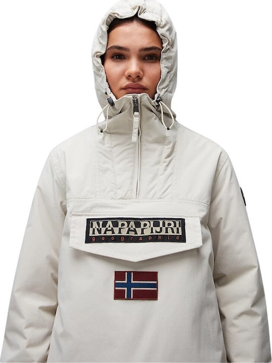 Rainforest Women's Short Lifestyle Jacket Waterproof and Windproof for Spring or Autumn with Hood Ecru