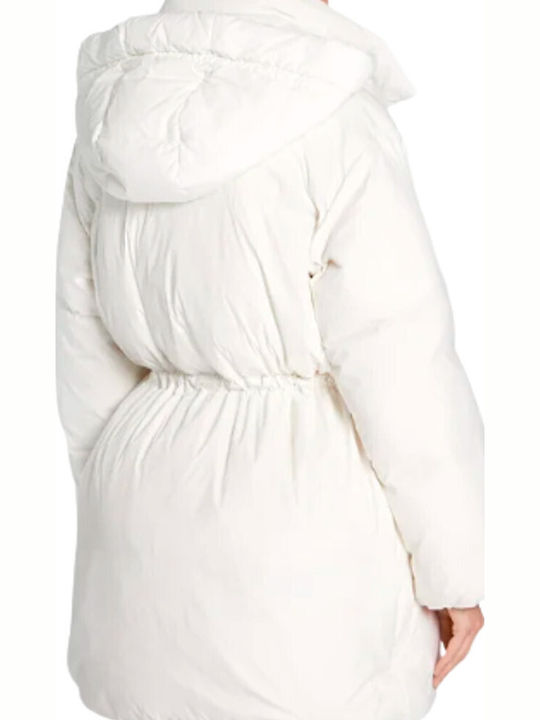 Bubble Lungă Jachetă de femei Puffer Alb
