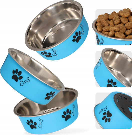 Barry King Metallic Bowl Food for Dog & Cat 300ml 12cm in Blue Color