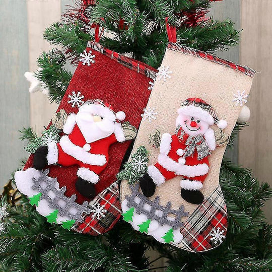 Christmas Decorative Polyester Socks with Santa Claus / Reindeer / Snowmen / Tree L31xW19cm 4pcs