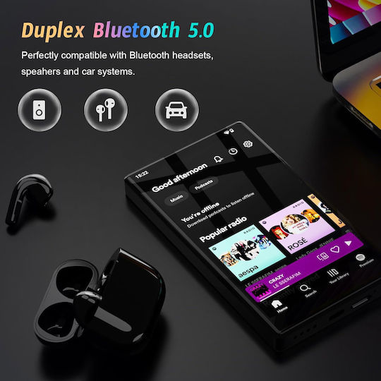 Ahenod G15 MP3 Player (96GB) με IPS Οθόνη Αφής 5" Μωβ