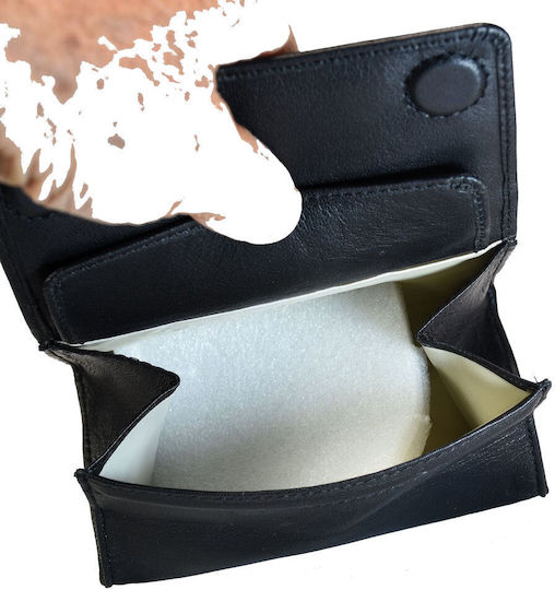 Ginis Leather Tobacco Pouch With Snap Closure Durable Black