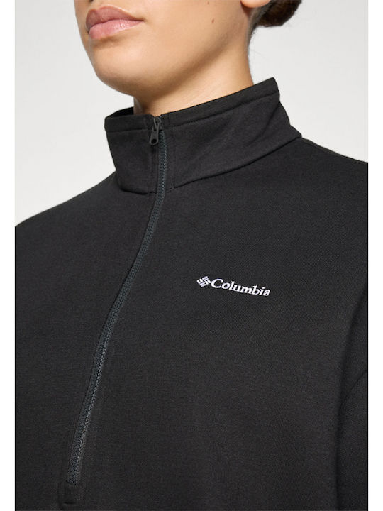 Χειμερινή Γυναικεία Fleece Μπλούζα με Φερμουάρ Μαύρο