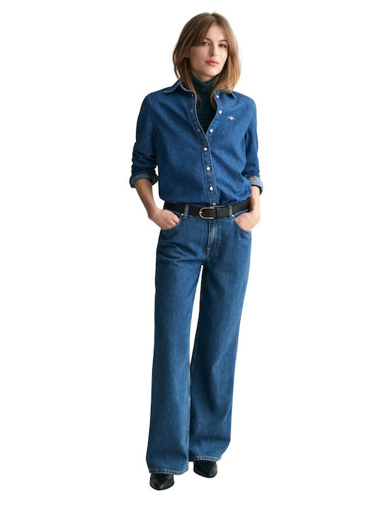 Μακρυμάνικο Γυναικείο Τζιν Πουκάμισο Denim Blue