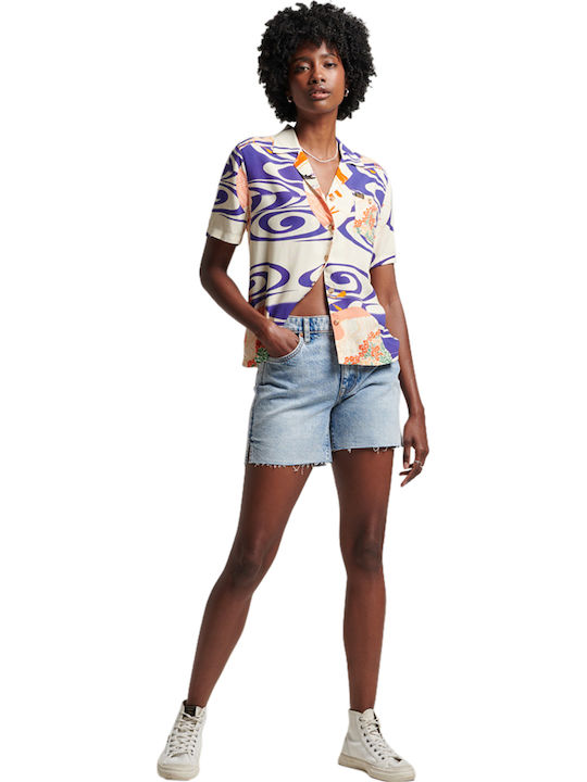 Beach Resort Shirt Κοντομάνικο Γυναικείο Πουκάμισο Multicolored