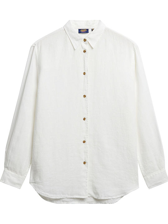 Women's Linen Long Sleeve Shirt White