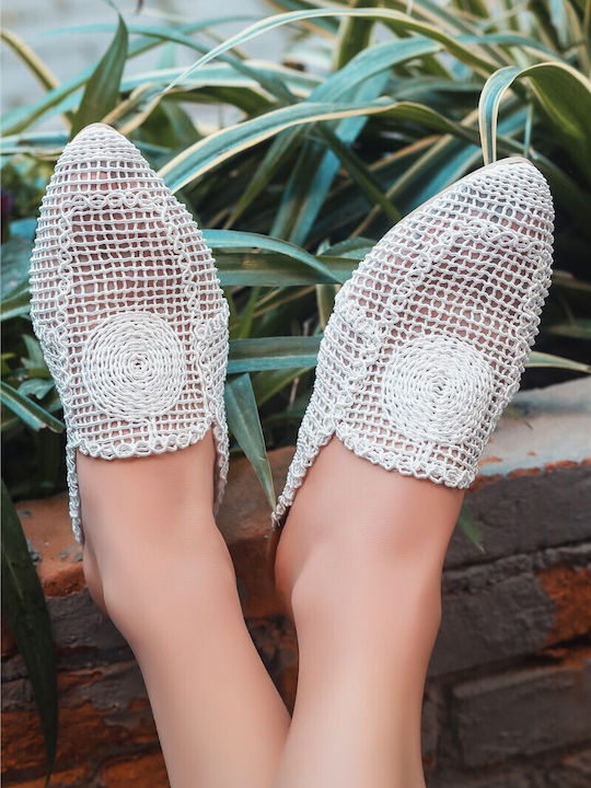 Leather Mules with Heel in White Color