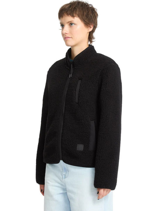 W Wuzer Fuzzar Women's Cardigan with Zipper Black