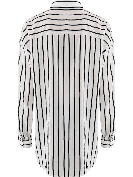 Women's Striped Long Sleeve Shirt White