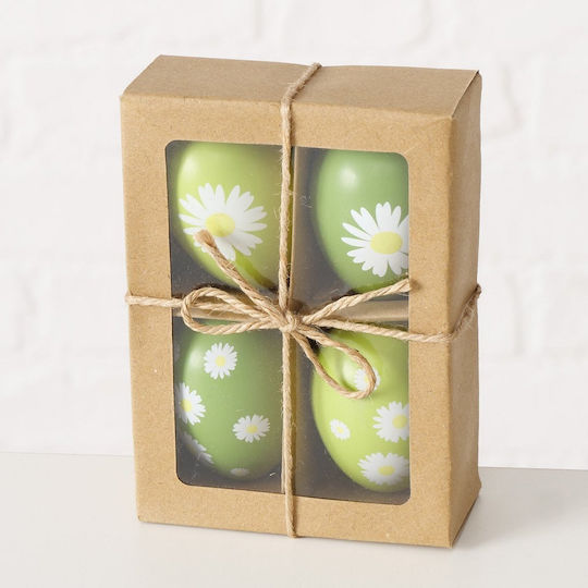 Egg Pack of 4pcs Design Daisy Green H6cm D4.5cm