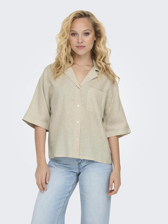 Mânecă lungă Femei In Cămașă Beige