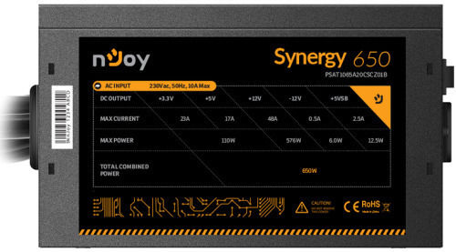 NJOY Synergy 650 650W Schwarz Computer-Netzteil Voll verkabelt