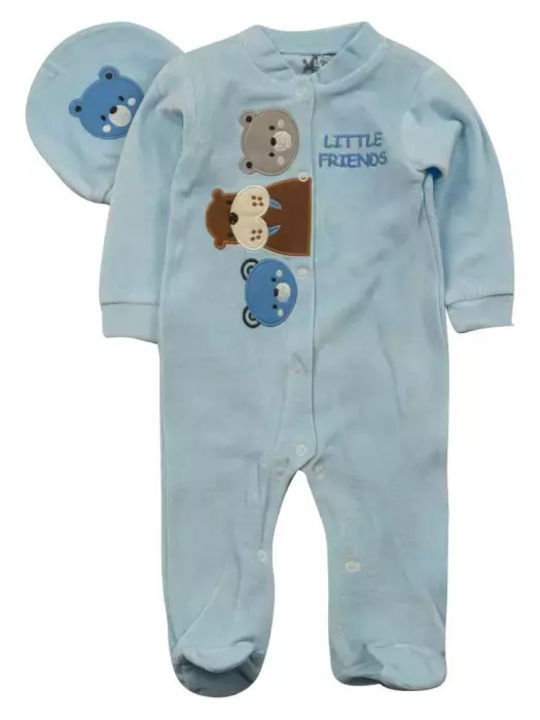 Evita Baby Bodysuit Set Long-Sleeved with Cap Light Blue 2pcs
