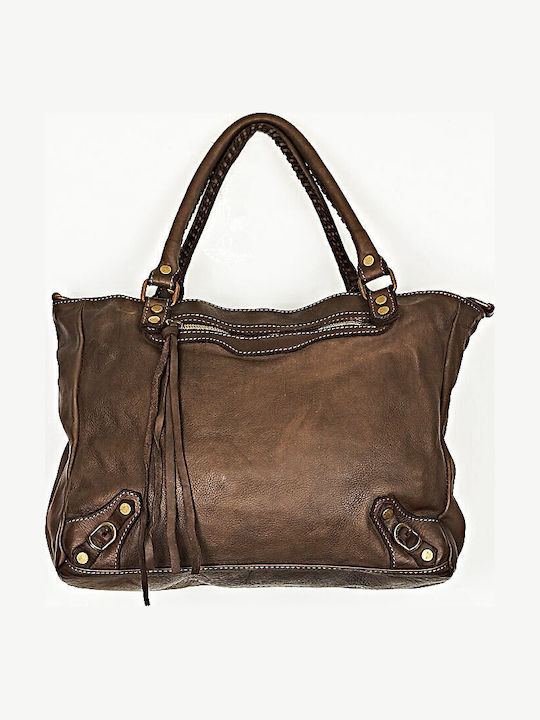 Leather Women's Shoulder Handbag Brown