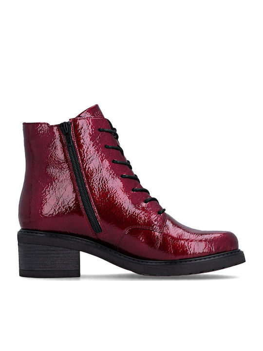 Leather Women's Ankle Boots Burgundy